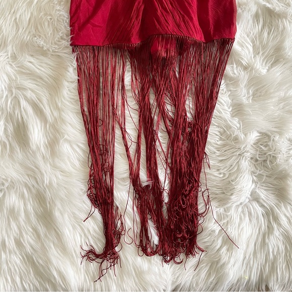 Vineet Bahl Anthropologie Red Sleeveless V-Neck Fringe Maxi Dress NWT Medium - Picture 13 of 16